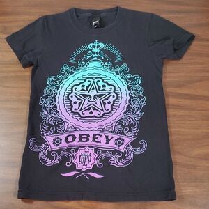 Obey Graphic Ombre Star‎ Andre Logo Short Sleeved T-Shirt XS